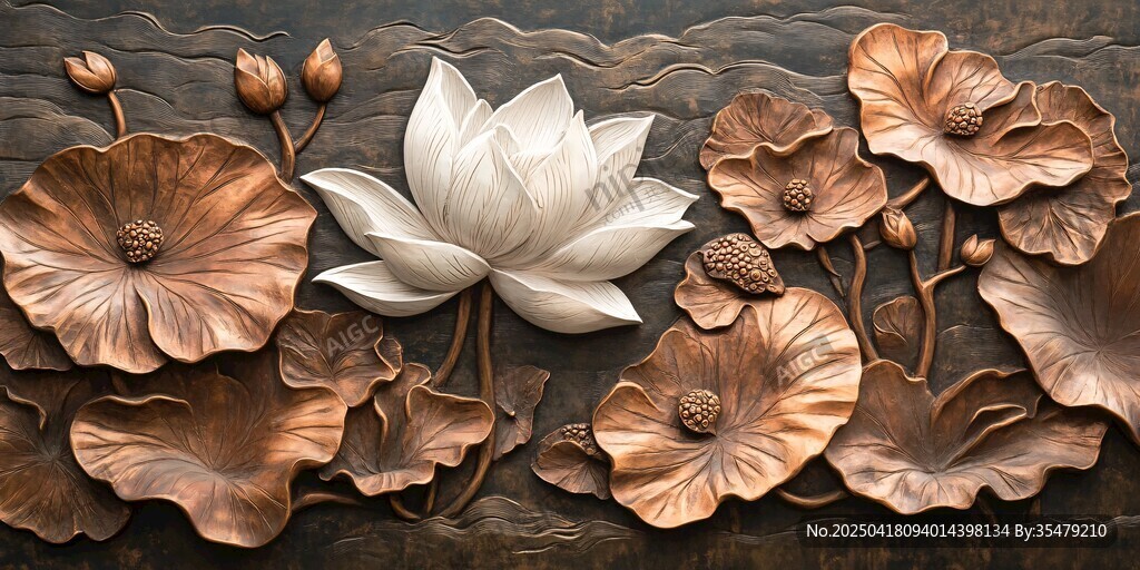 銅雕荷花荷葉藝術(shù)作品