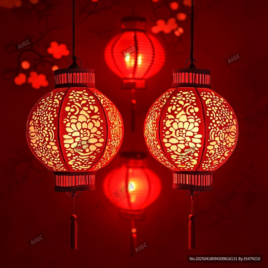 傳統中式紅燈籠喜慶氛圍