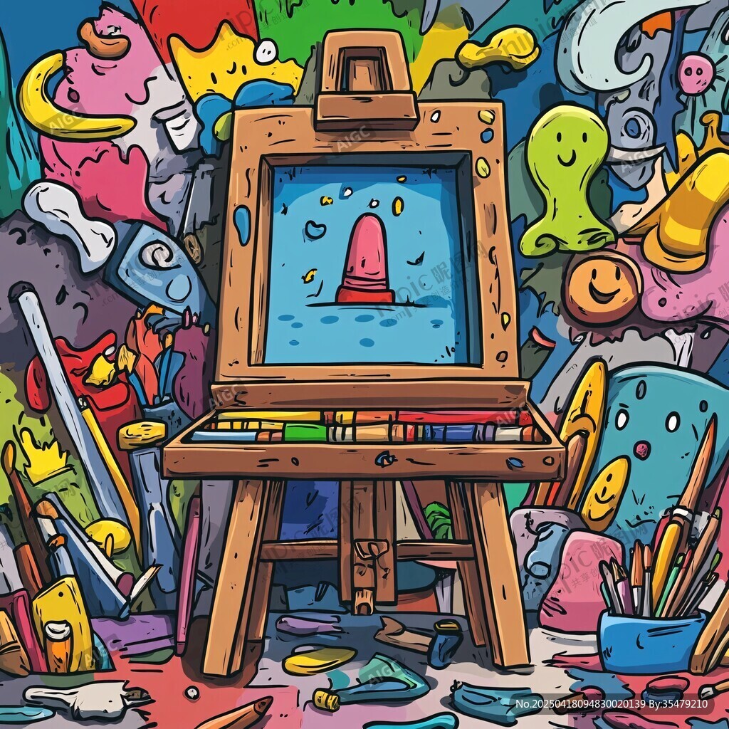 奇幻涂鴉中的藝術創作場景