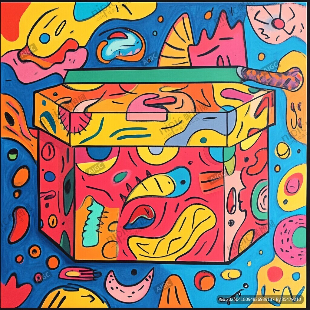 色彩斑斕的創意盒子插畫