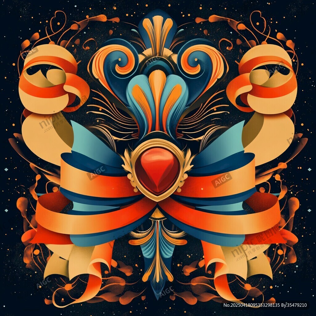 復(fù)古奇幻雙鳥裝飾藝術(shù)圖案