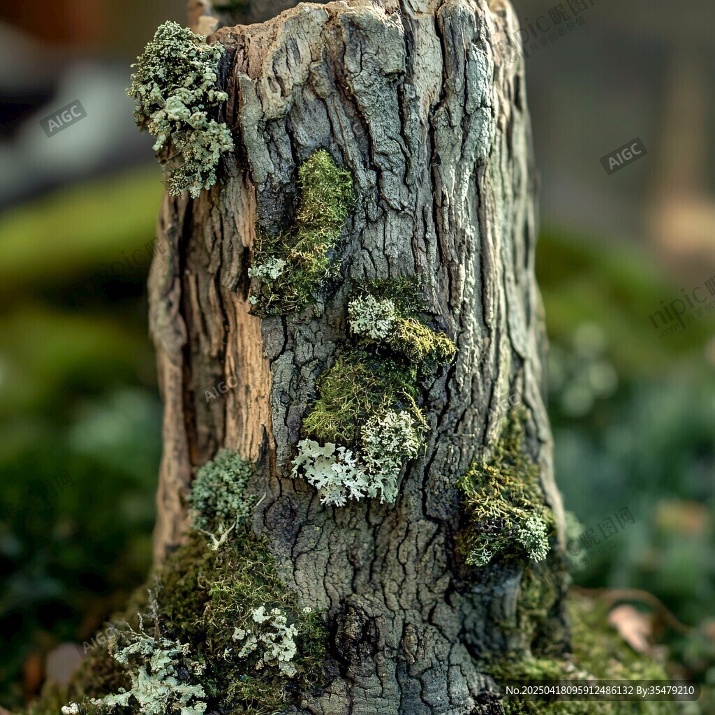 樹樁上的苔蘚自然景致