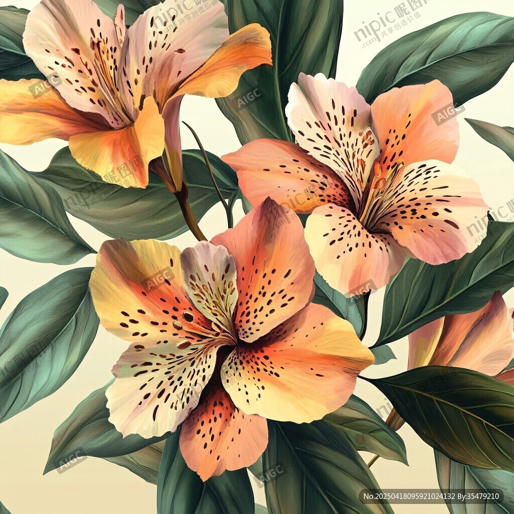 復(fù)古風(fēng)六出花花卉插畫(huà)