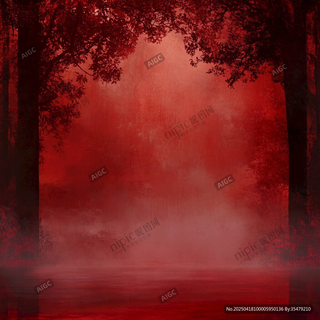 夢(mèng)幻紅色迷霧森林場(chǎng)景