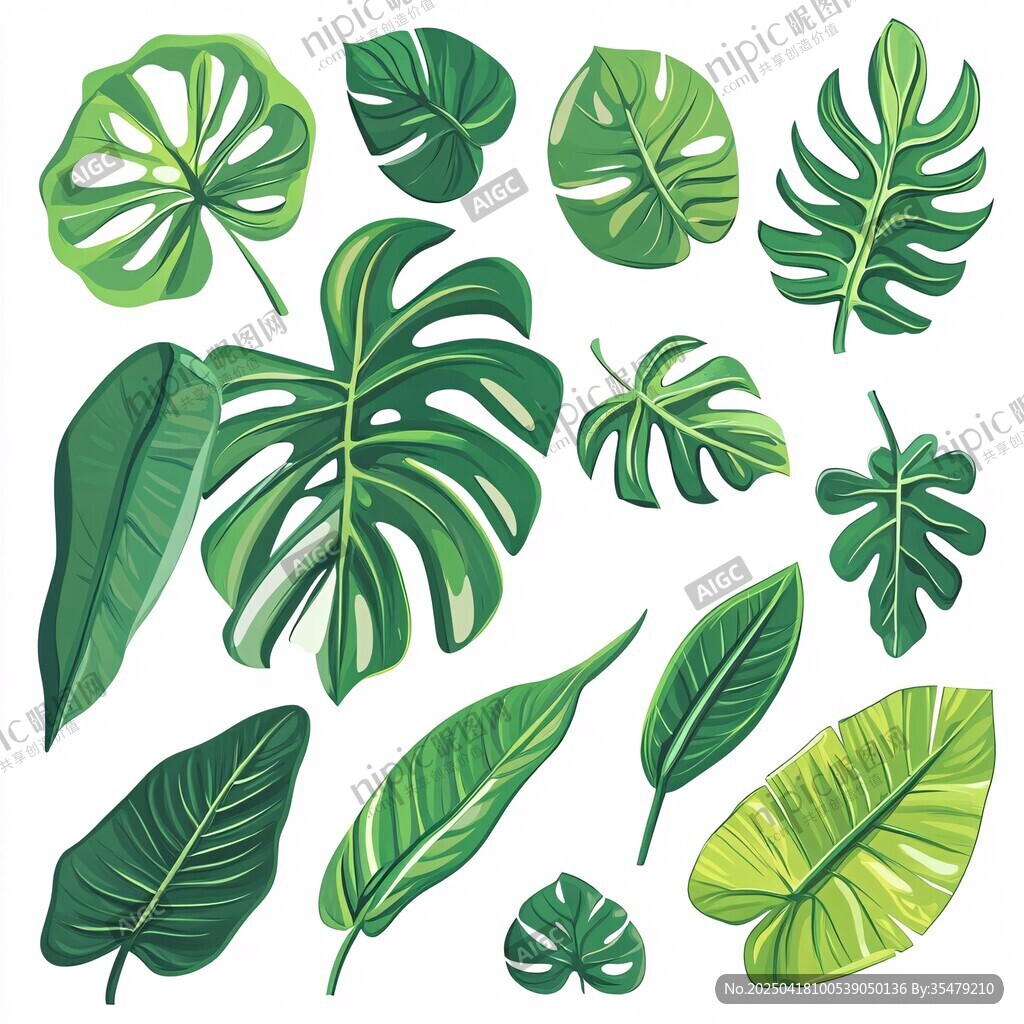 熱帶綠植葉片素材集