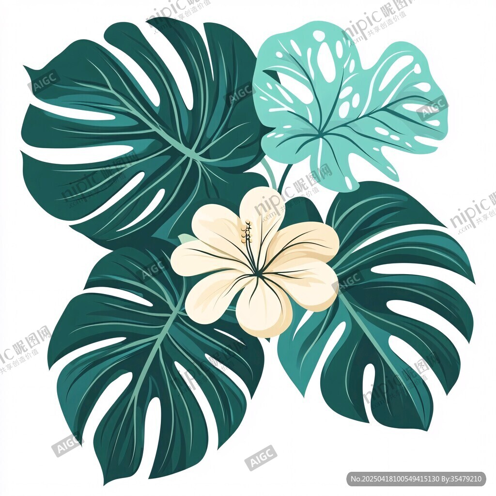 熱帶花葉插畫