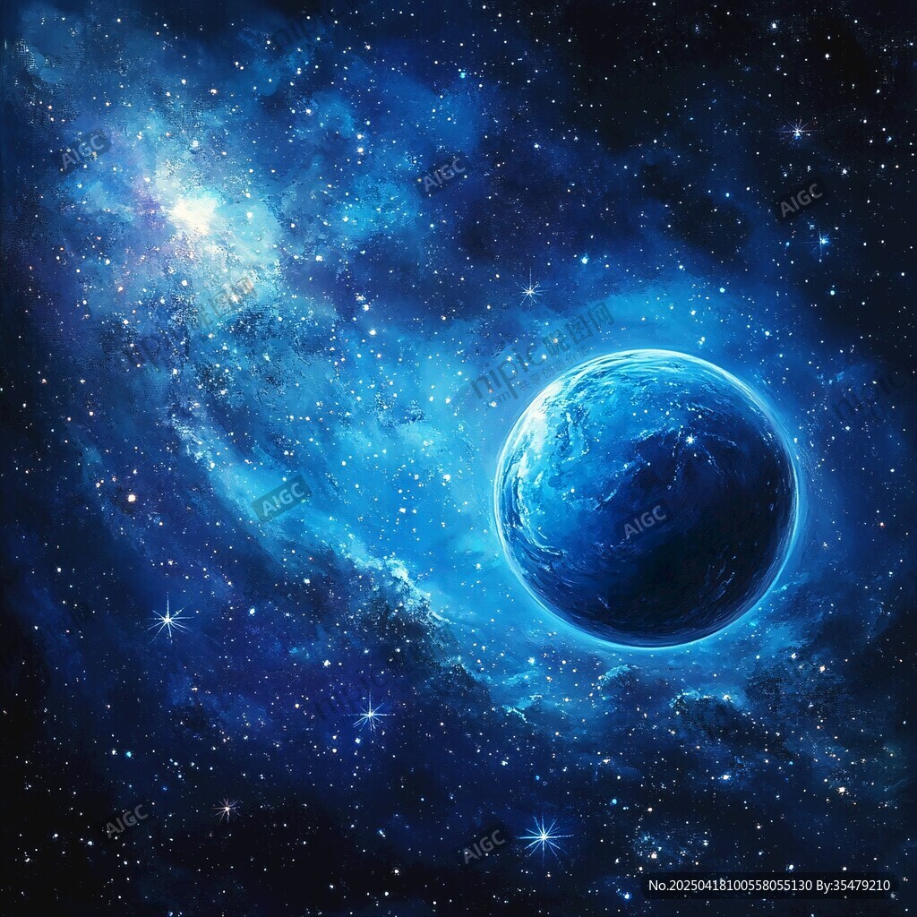 夢幻藍(lán)色星球的宇宙景象