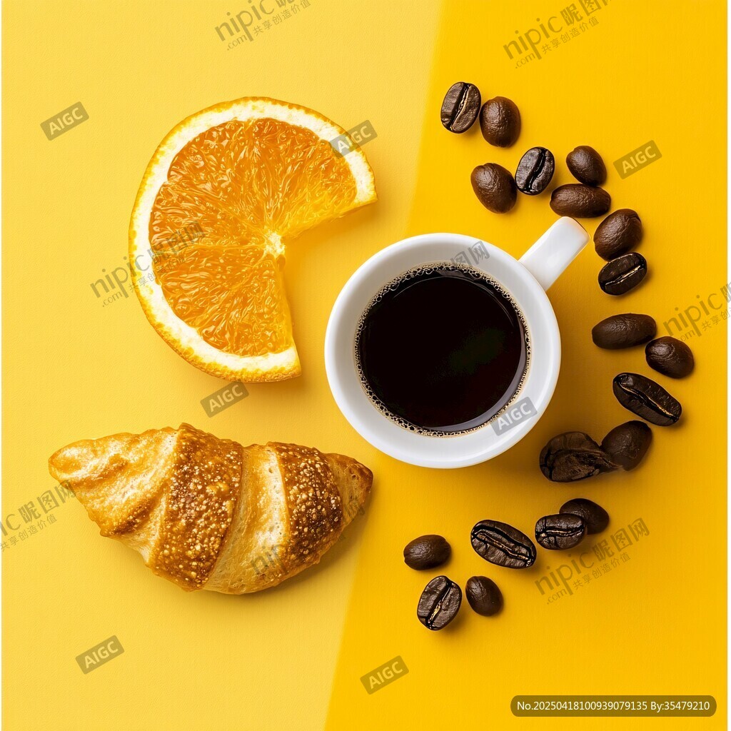 橙香咖啡與可頌早餐時光