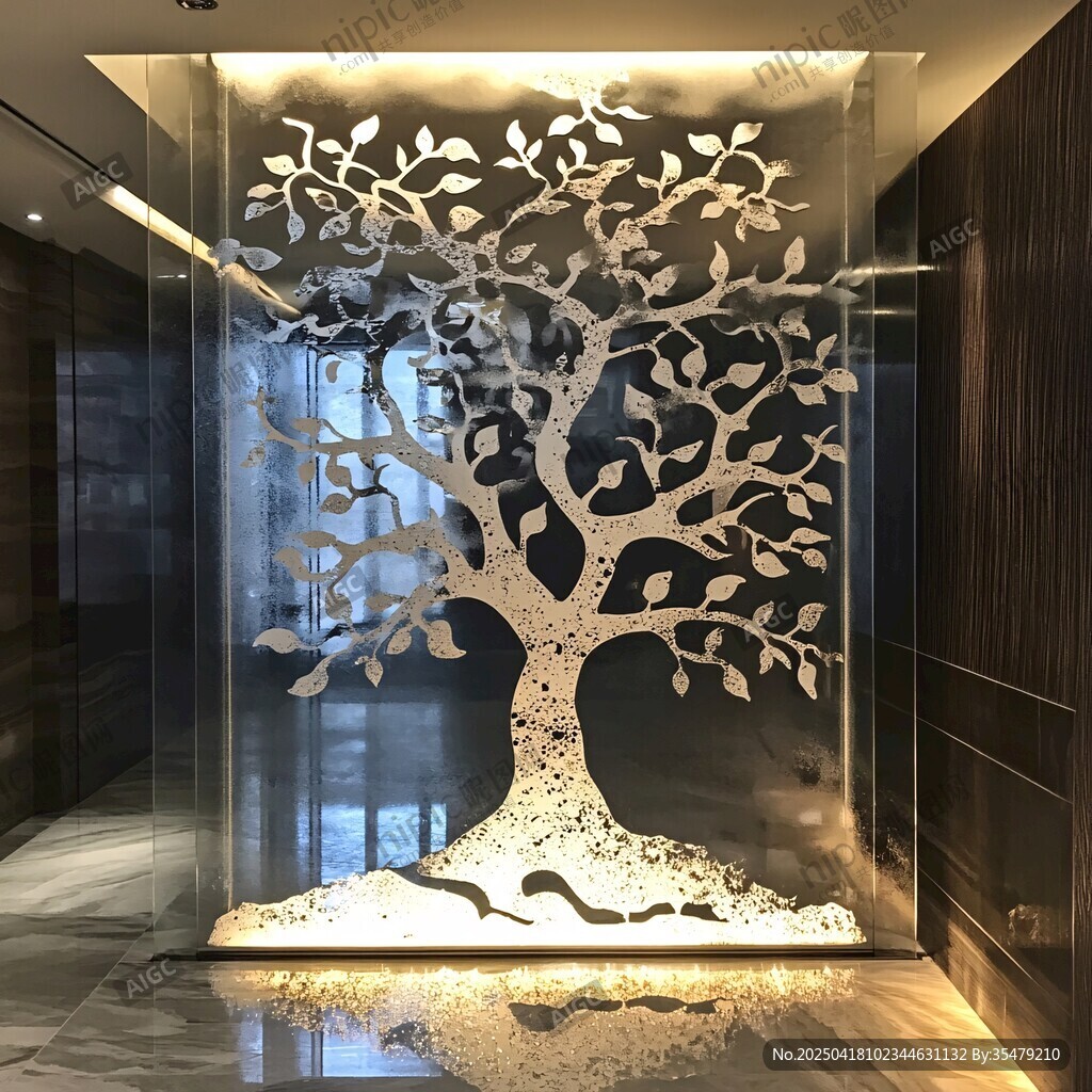 金屬樹藝玻璃隔斷裝飾
