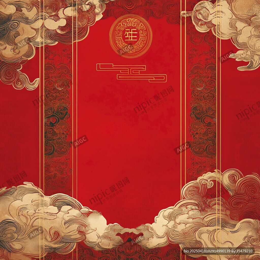 中式紅色祥云節(jié)慶背景圖