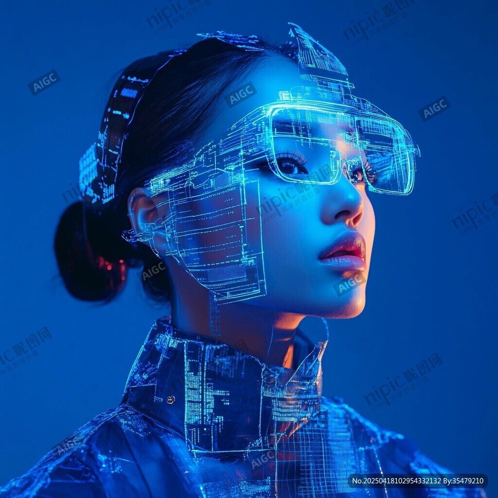 科技感女性與未來(lái)智能裝備