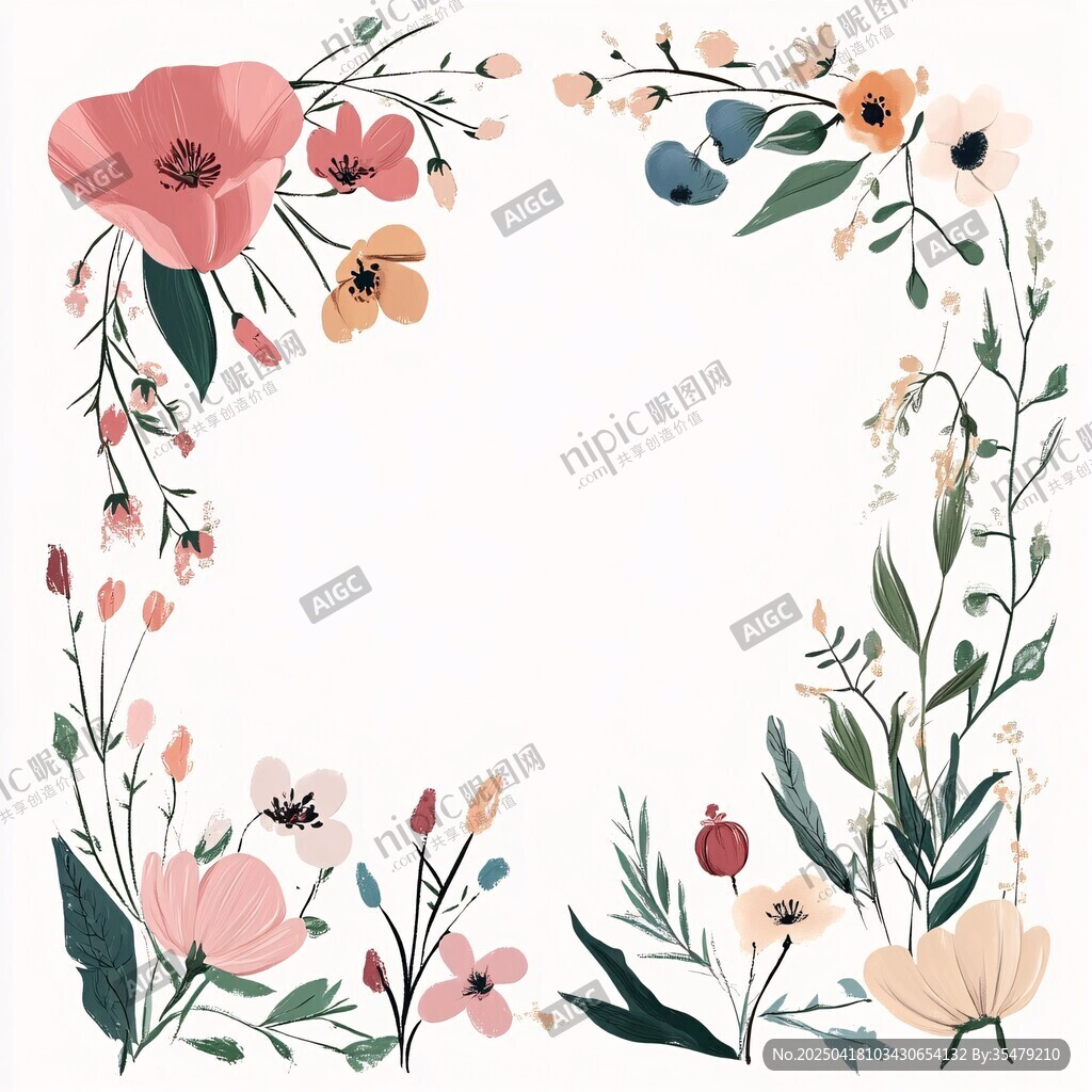 花卉邊框插畫 清新自然風(fēng)