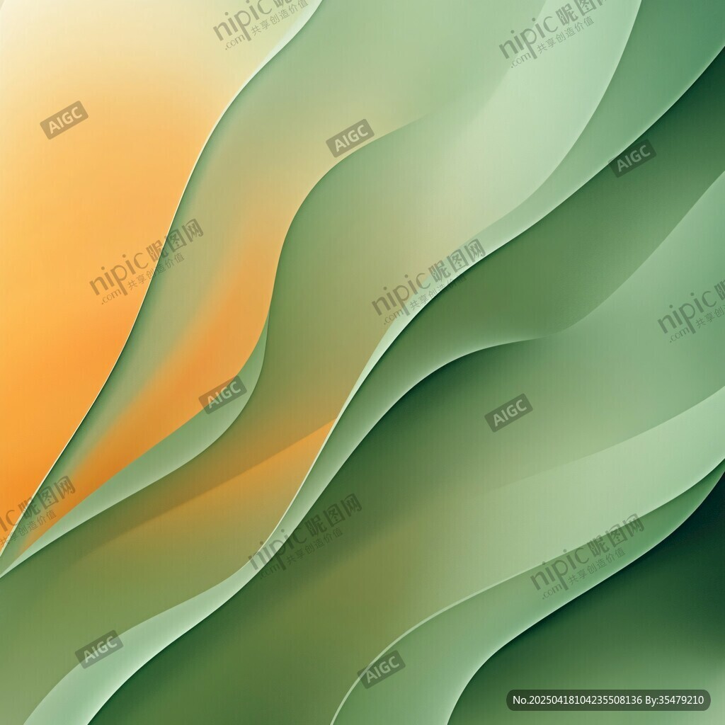 漸變綠色波浪抽象背景圖