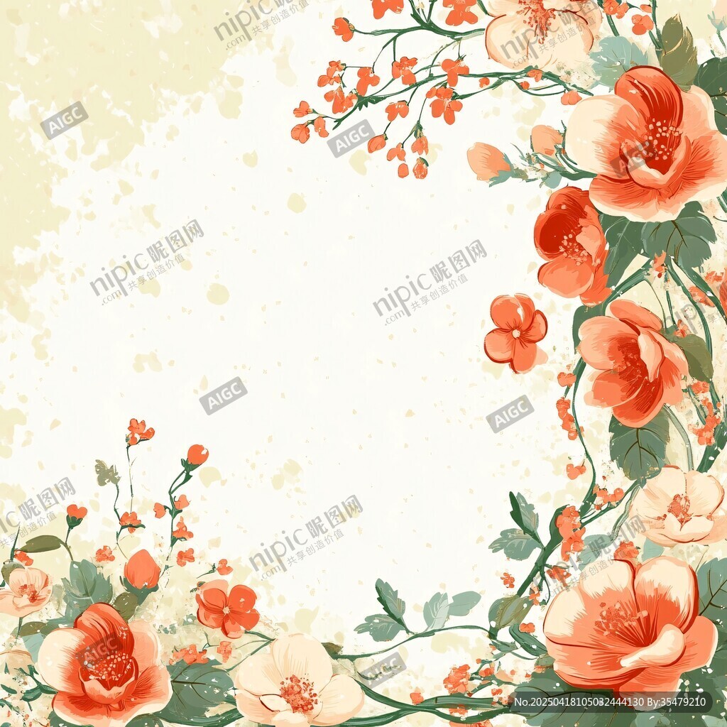 復古花卉邊框背景圖