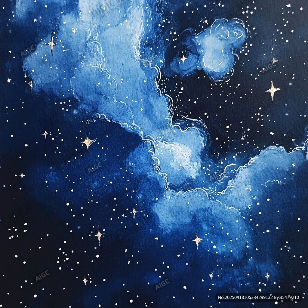 夢(mèng)幻星空云朵繪景