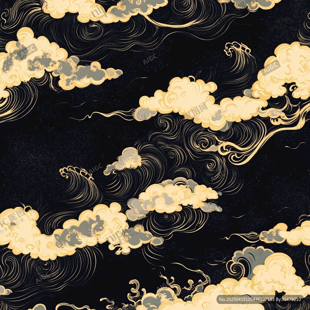 中式黑金云紋傳統(tǒng)圖案