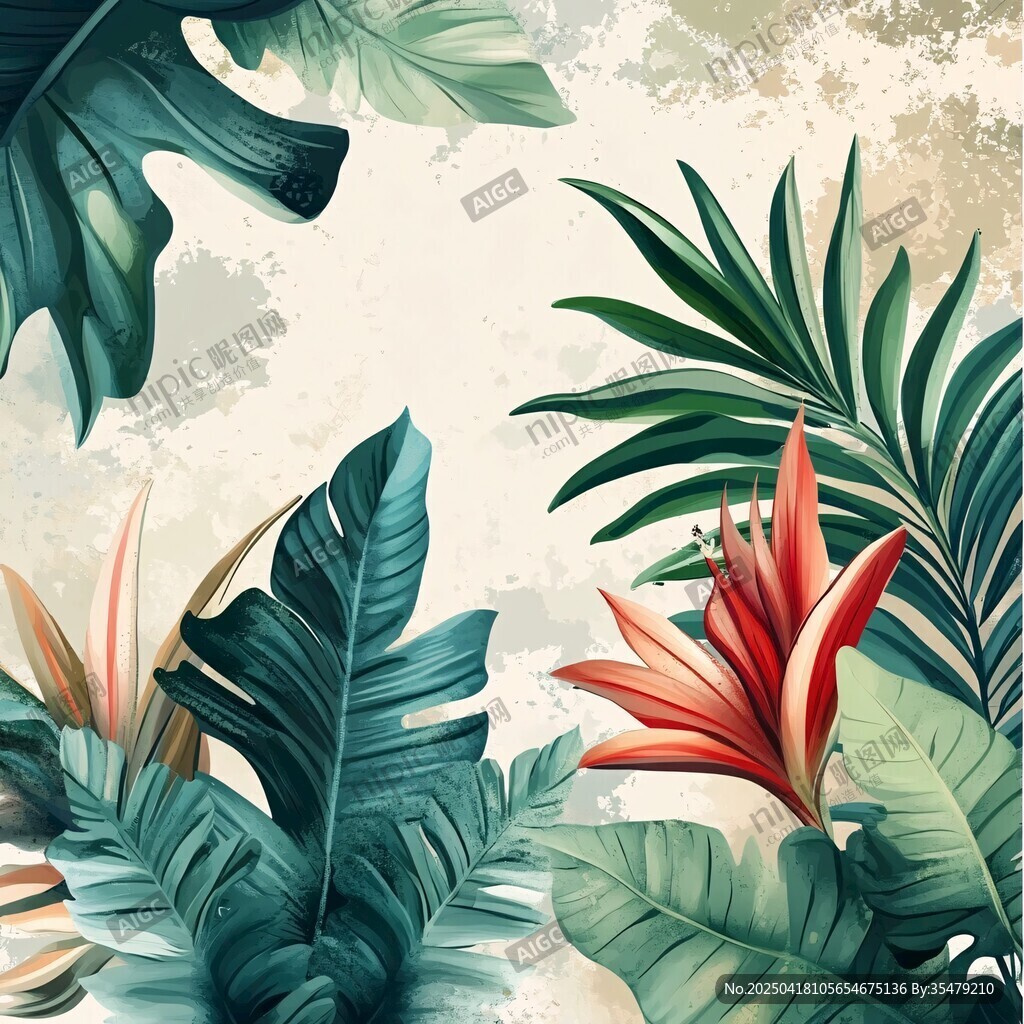 熱帶植物插畫(huà)背景圖