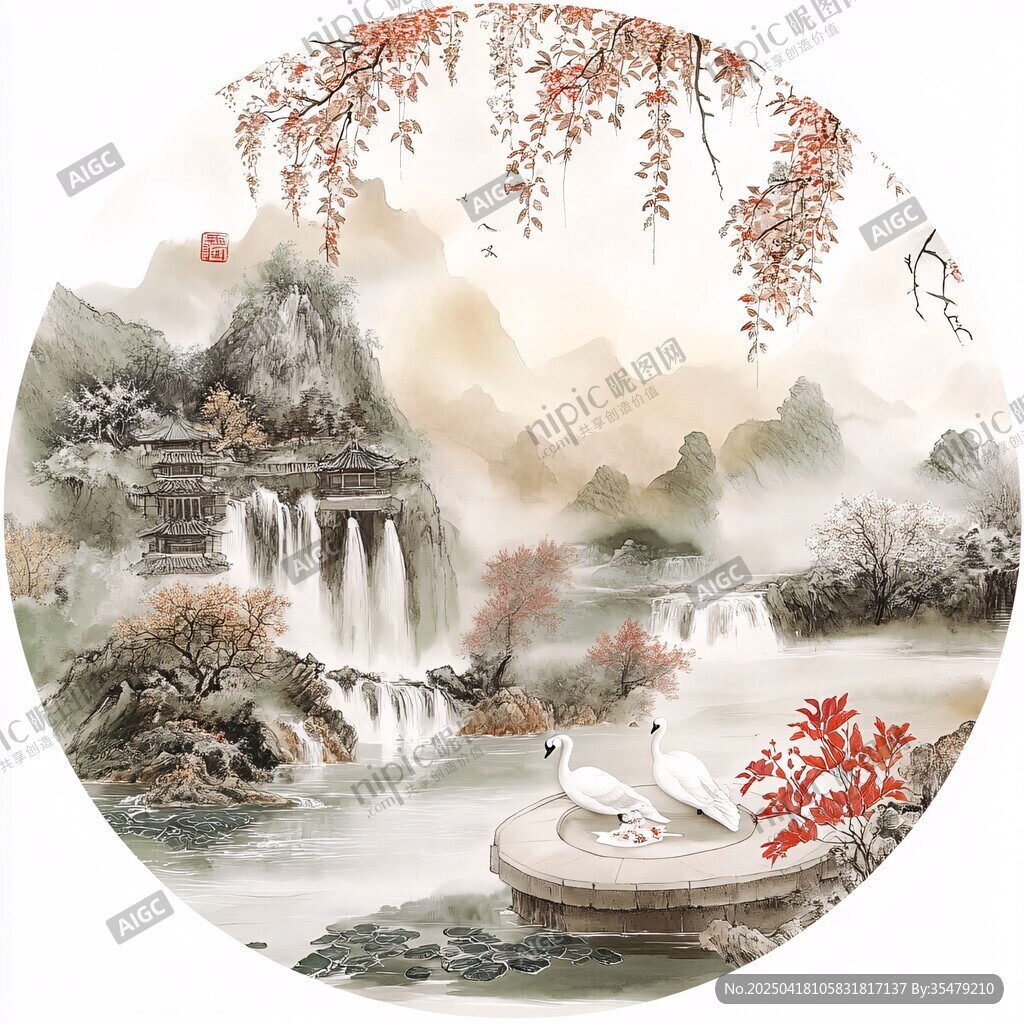 山水白鷺圖