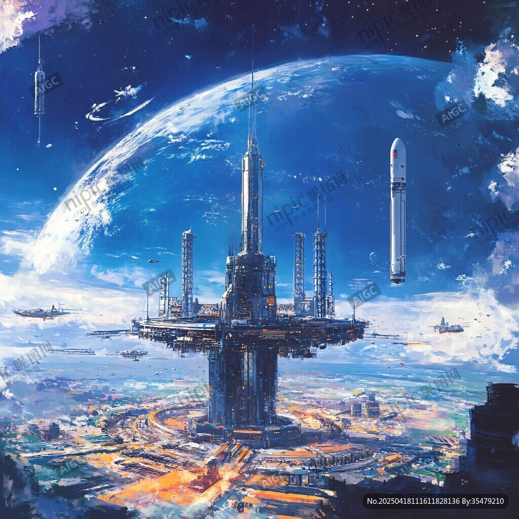 未來太空城市幻想圖景