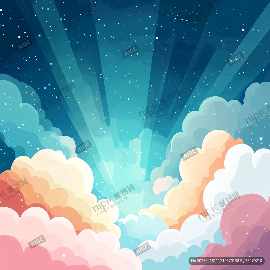 夢幻星空下的絢麗云朵