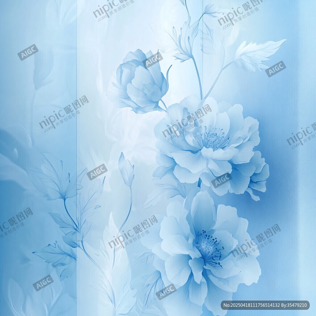 淡藍花卉背景圖
