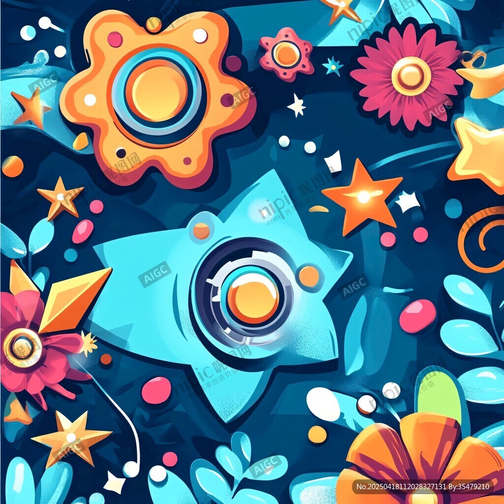 夢幻星空花朵創(chuàng)意插畫