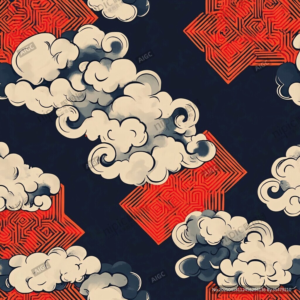 中式云紋與幾何圖案紋飾