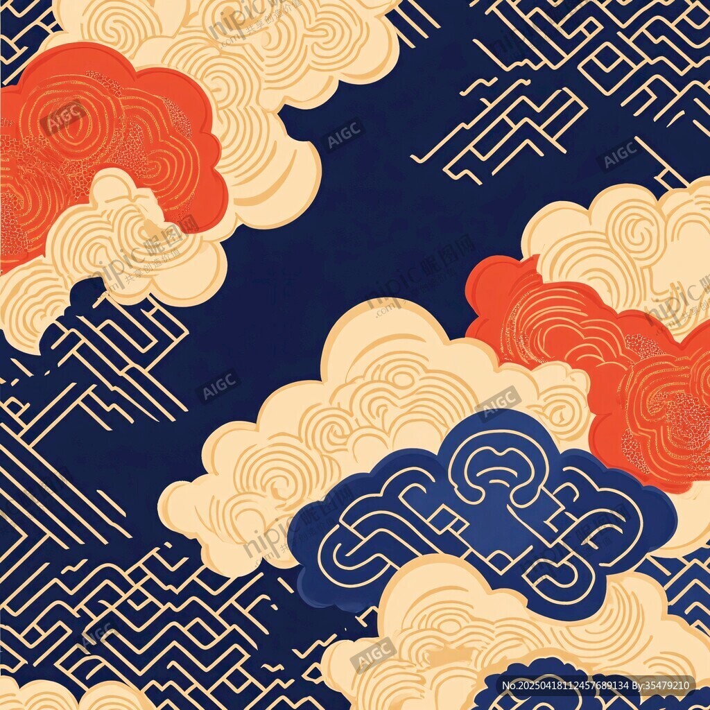 中式云紋圖案背景設計