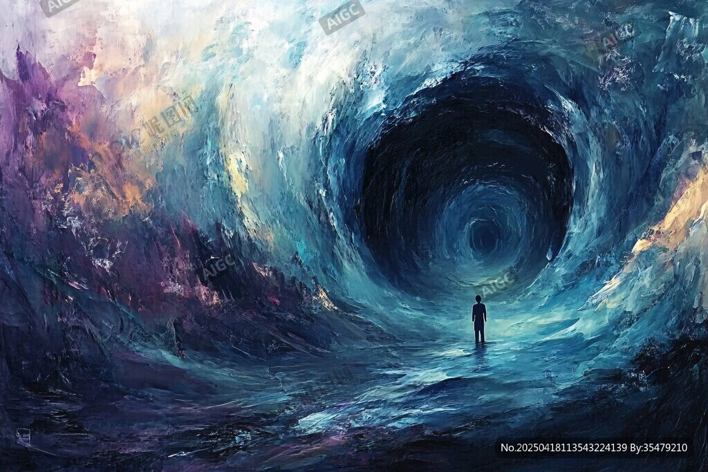 人立于奇幻漩渦宇宙空間