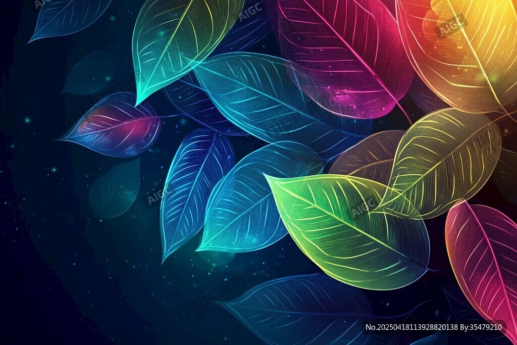 夢幻炫彩葉片背景圖