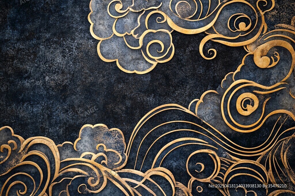 中式黑金云紋古風(fēng)背景圖