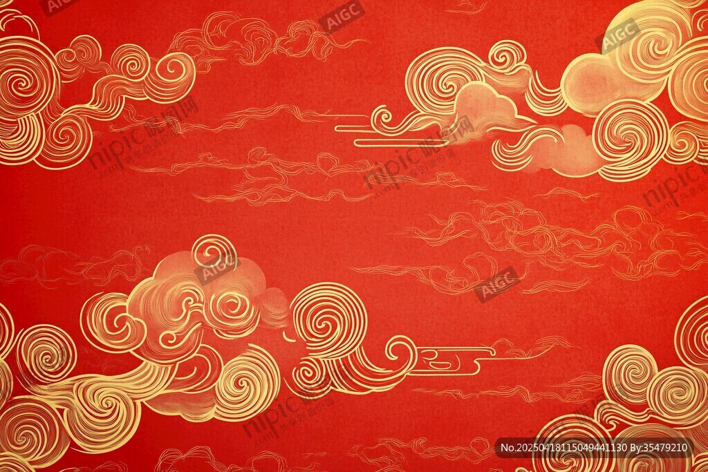 中式紅底金云傳統(tǒng)背景圖