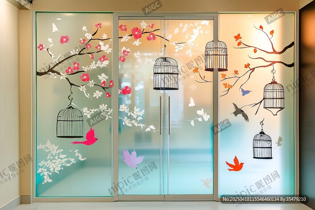 花鳥窗貼裝飾優(yōu)雅空間