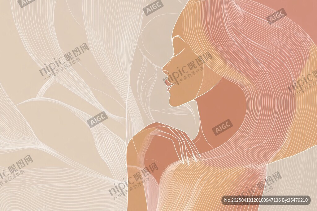 夢幻長發(fā)女性優(yōu)雅側(cè)影