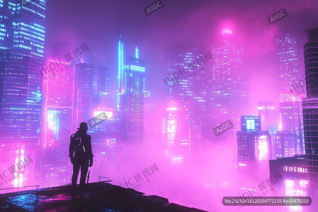 霓虹都市中的孤獨守望者