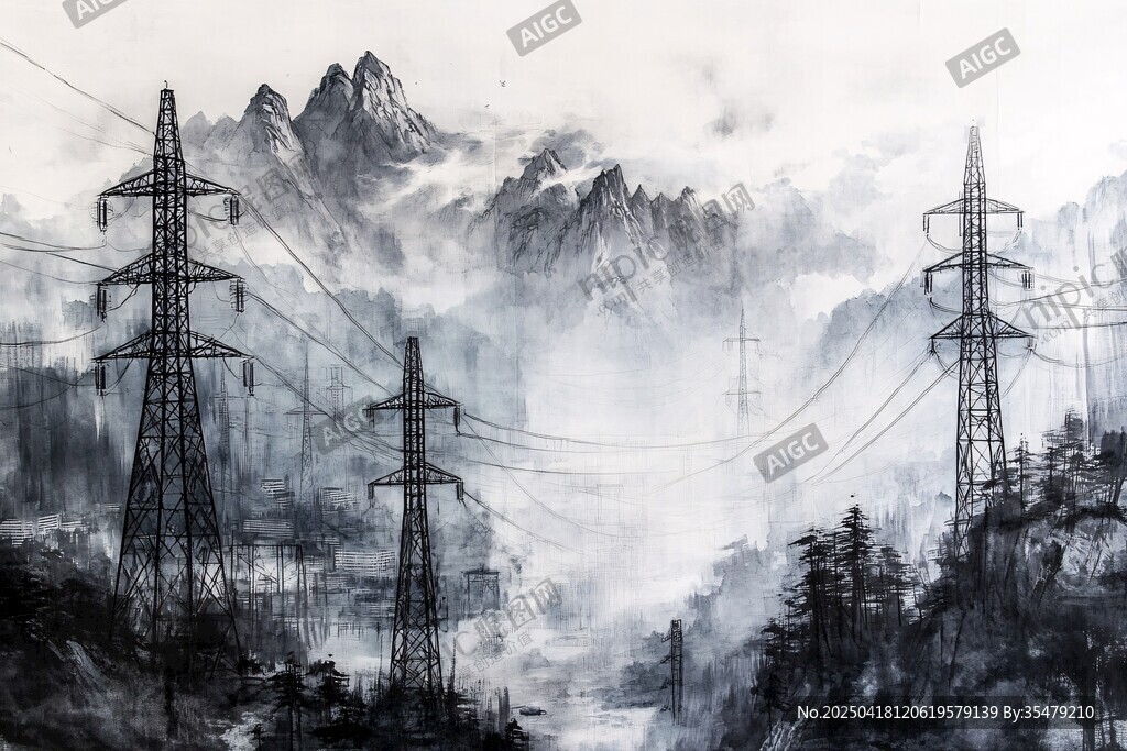 水墨山水間的電力風景線