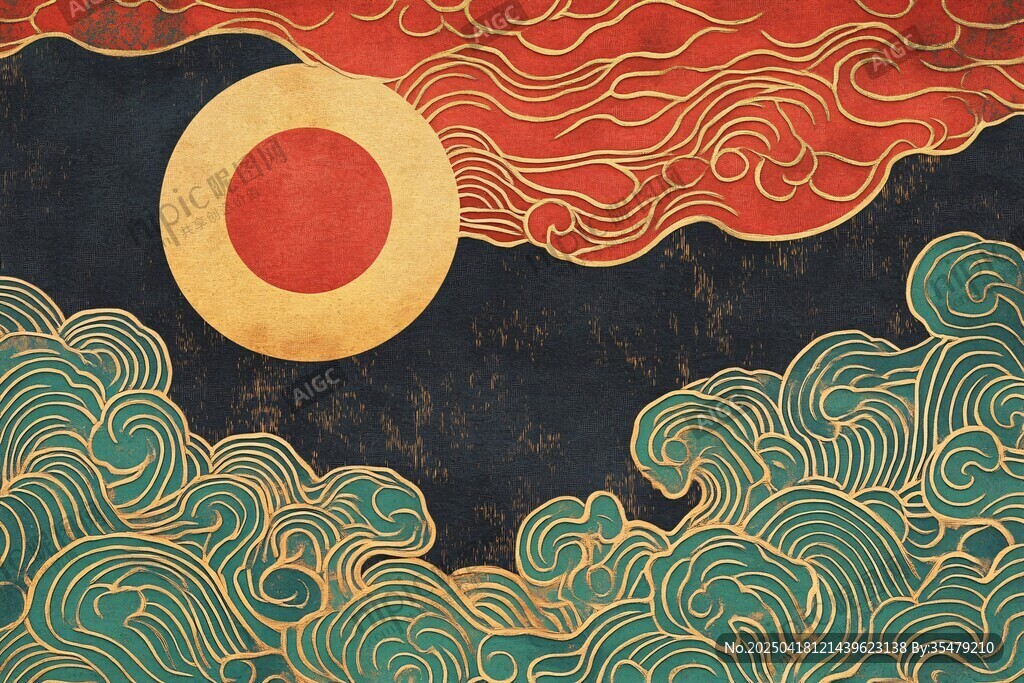 中式云日祥瑞圖
