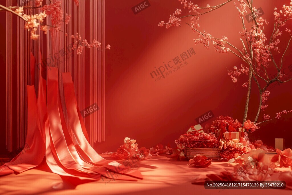 中式浪漫紅景 繁花綺夢