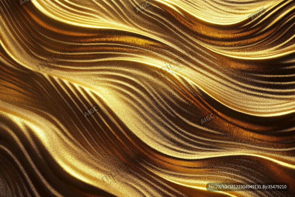 金色動感波浪紋理背景