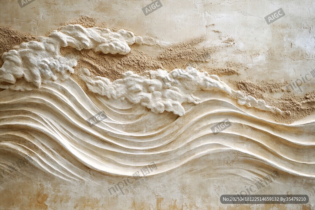 海浪浮雕藝術(shù)墻面紋理