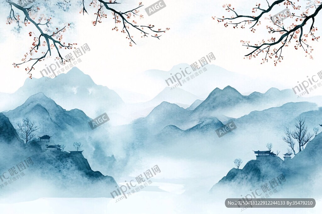 水墨山水間的詩意春景