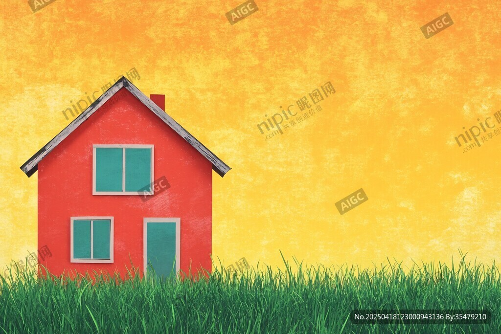紅色小屋立于翠綠草地