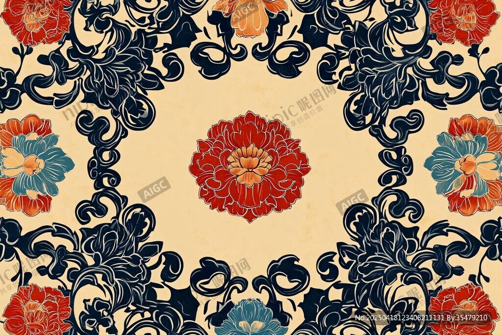 中式古典花卉圖案紋樣