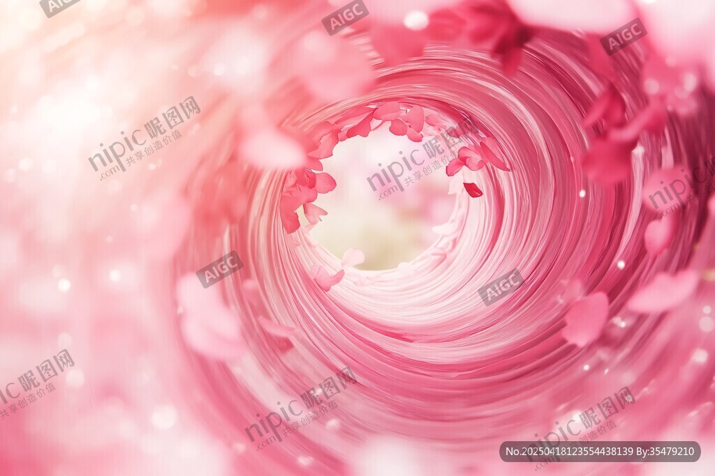 夢幻粉色花瓣漩渦美景