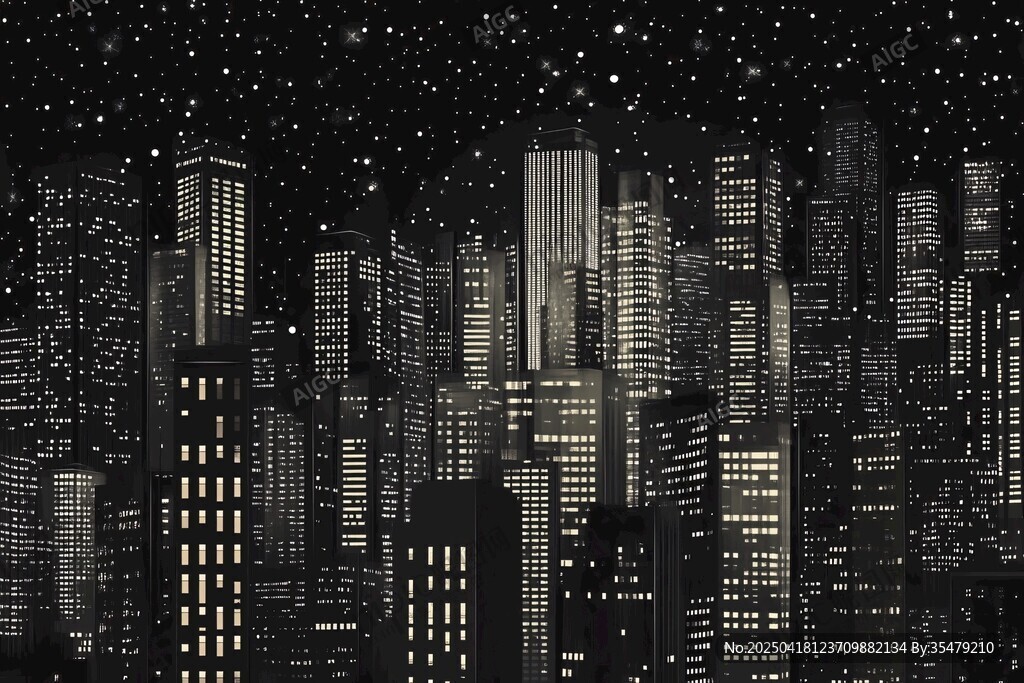 璀璨夜空下的繁華都市