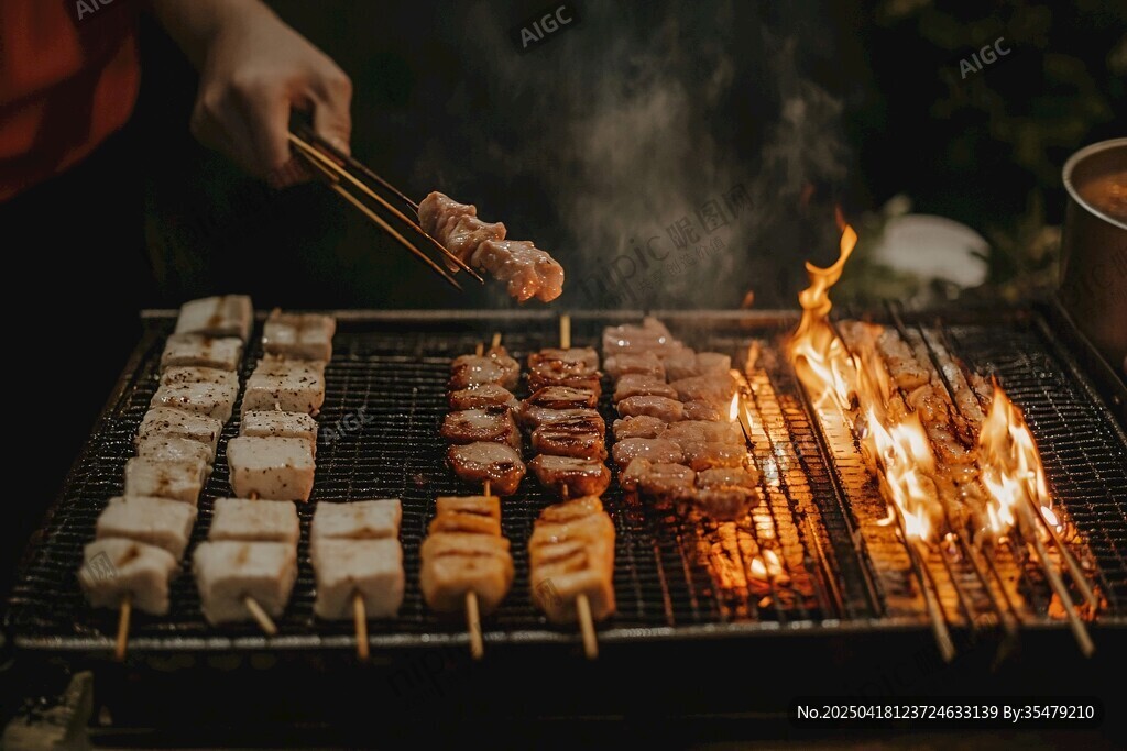 戶外炭火烤肉誘人瞬間
