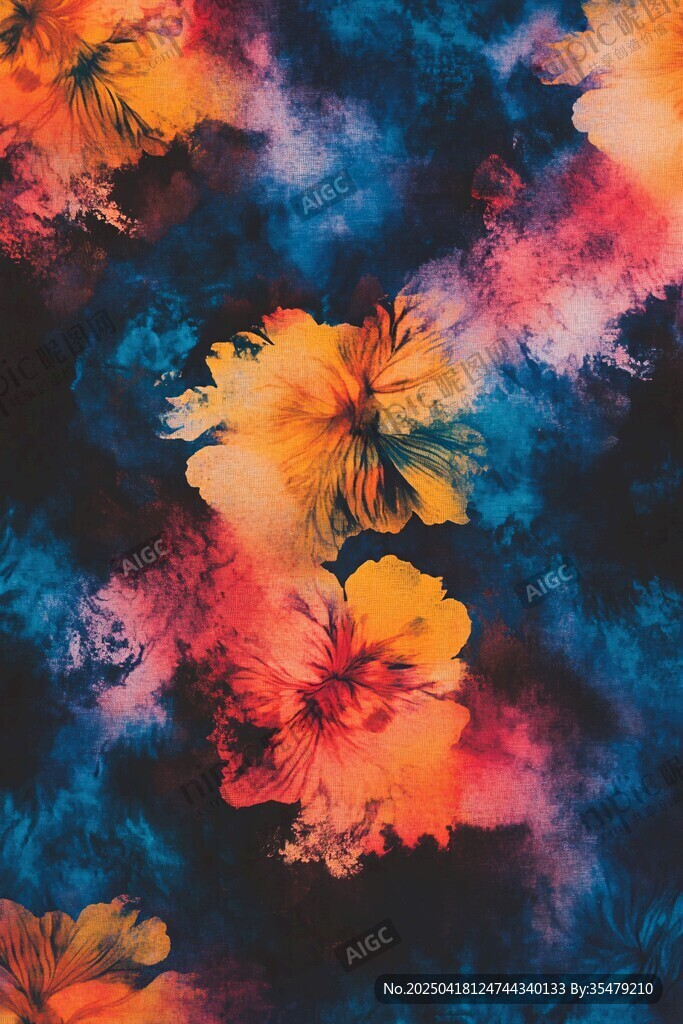 絢麗水彩花卉圖案背景