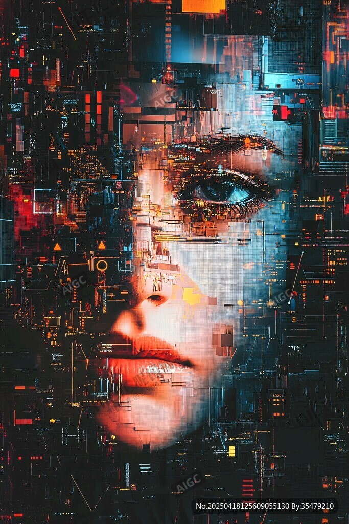 科技融合人臉的奇幻圖像