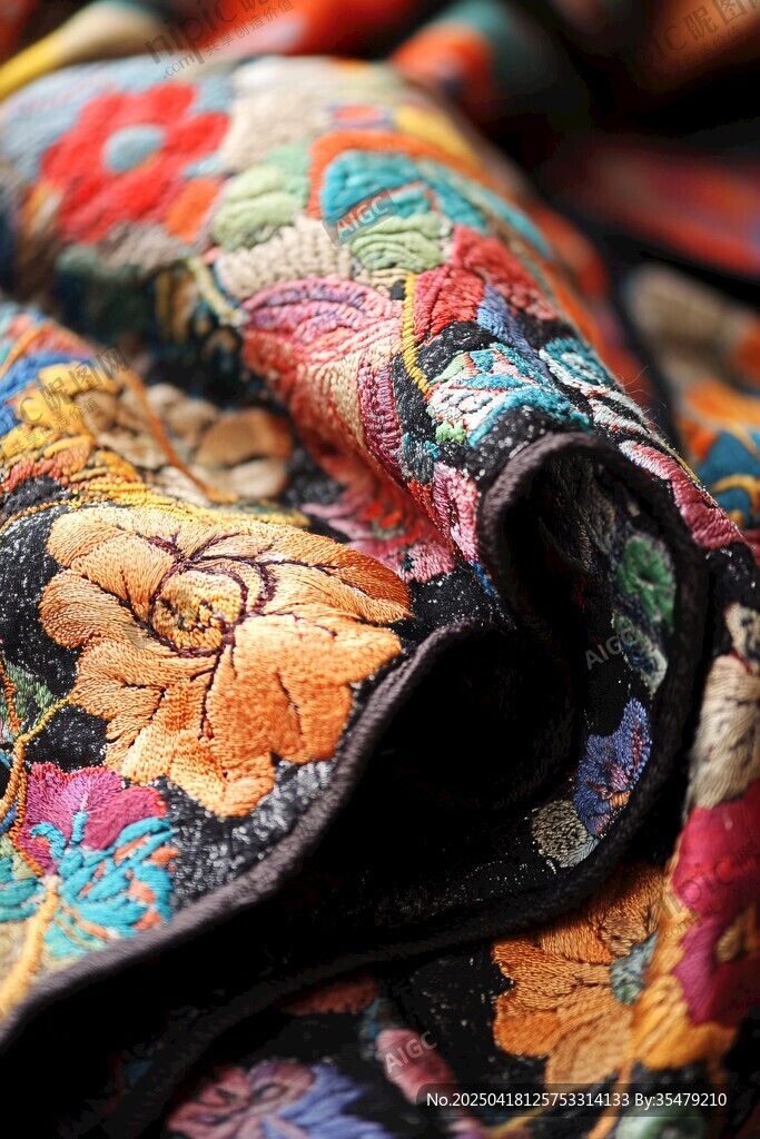 絢麗多彩的刺繡織物