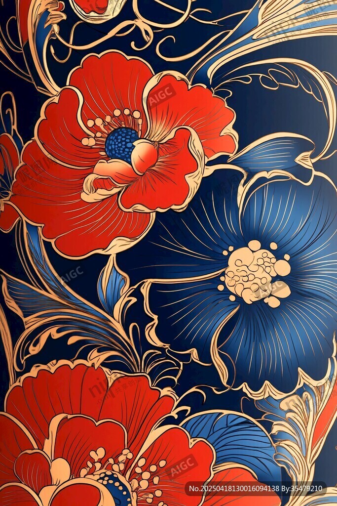 復(fù)古花卉圖案精美紋飾
